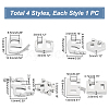 4Pcs 4 Styles 304 Stainless Steel Adjustable Clasps STAS-UN0039-88-3