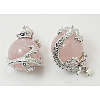 Natural Rose Quartz Pendants X-G-H1527-6-2