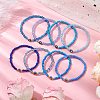 10Pcs 10 Styles Blue Color Palette Glass Seed Beaded Stretch Bracelets Sets BJEW-MZ00096-2