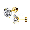 Stainless Steel Micro Pave Cubic Zirconia Stud Earrings PW-WG005C9-04-1