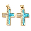 Rack Plating Brass Micro Pave Cubic Zirconia Pendants KK-P268-17B-G-1