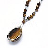 Natural Tiger Eye Pendant Necklaces NJEW-P241-C05-3