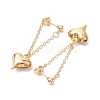 Heart with Chain Charm Brass Earrings EJEW-JE06115-5