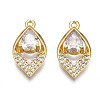 Brass Micro Pave Clear Cubic Zirconia Pendants ZIRC-T015-005G-NF-2