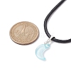 Glass Crescent Moon Pendant Necklaces NJEW-JN04579-03-3