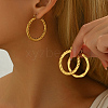 Stainless Steel Classic Elegant Irregular Texture Large Ring Hoop Earrings BQ0961-1-3