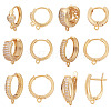 12Pcs 6 Styles Brass Micro Pave Cubic Zirconia Hoop Earring Finding KK-TA0002-57-3
