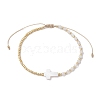 3mm Round Faceted Natural Rainbow Moonstone & Seed Beads Braided Bead Bracelets BJEW-JB10594-04-1