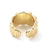 Brass Textured Open Cuff Rings for Women X-RJEW-D016-01G-3