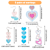 3 pairs 3 style Acrylic Heart Dangle Stud Earrings with Steel Iron Pins for Women EJEW-FI0001-65-2