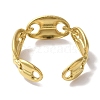 PVD Vacuum Plating 201 Stainless Steel Coffee Bean Open Cuff Rings for Women RJEW-C092-12G-3