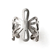 304 Stainless Steel Flower Wide Chunky Cuff Earrings for Women EJEW-TAC0015-13P-1