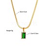 Staniless Steel Green Cubic Zirconia Rectangle Pendant Necklaces SM4893-5