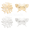 DICOSMETIC 4Pcs 4 Style Butterfly & Flower Brooch JEWB-DC0001-01-1