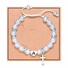 Handmade Woven Plastic imitation Pearl Braided Bead Bracelets UD0895-3-1