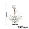 Elegant and Stylish Leaf Brass Rhinestone Belly Rings Curved Barbell UZ1894-6-1