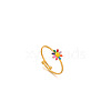 Daisy 304 Stainless Steel Enamel Open Cuff Rings for Women RJEW-M061-01G-06-1