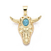 Brass and Synthetic Turquoise Pendants KK-T079-03A-G-1