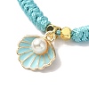 Shell Shape Alloy Enamel Pendant Bracelets with ABS Plastic Imitation Pearl BJEW-JB09882-02-3