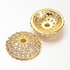 Apetalous Half Round/Dome Brass Micro Pave Cubic Zirconia Bead Caps X1-ZIRC-D063-G-1