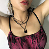 Punk Style Alloy 3 Layer Lock Pendant Necklaces for Women WG28CE4-01-3