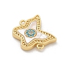 Brass Micro Pave Clear Cubic Zirconia Connector Charms KK-M303-04G-08-2