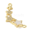 Brass Micro Pave Clear Cubic Zirconia Connector Charms KK-K298-27G-2