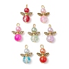 7Pcs 7 Colors Crackle Glass Pendants PALLOY-JF03348-02-1