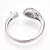 Rhodium Plated 925 Sterling Silver Micro Pave Cubic Zirconia Open Cuff Ring Settings STER-T007-125P-3