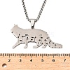 304 Stainless Steel Hollow Cat Shaped Pendant Box Chain Necklaces NJEW-M086-06P-3