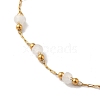 Glass Round Beaded Link Chain Necklace NJEW-M198-01G-3