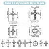 WADORN 130Pcs 13 Styles Tibetan Style Cross Alloy Pendants FIND-WR0011-41-2