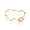 Brass Micro Pave Clear Cubic Zirconia Screw Carabiner Lock Charms ZIRC-L085-01G-1