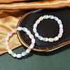 Dyed Natural Selenite Column Beaded Stretch Bracelets for Women BJEW-I312-05F-1