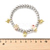 Brass Enamel Round Beads Charm Bracelets for Women BJEW-D317-11E-PG-5