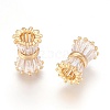 Brass Clear Cubic Zirconia European Beads KK-G348-01G-2