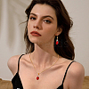 FIBLOOM 3 Sets 3 Colors Rhinestone Teardrop Dangle Earrings & Pendant Necklace SJEW-FI0001-27-6