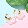 Brass Resin Flower Hoop Earrings for Women EJEW-U038-01G-07-2