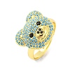 Bear Brass Micro Pave Cubic Zirconia Open Cuff Ring for Women RJEW-U003-22-2