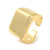 Brass Micro Pave Clear Cubic Zirconia Open Cuff Ring for Women RJEW-M173-06C-G-1