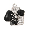 Brass Micro Pave Clear Cubic Zirconia with Black Enamel Fold Over Clasps KK-G505-23P-1