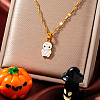 Stainless Steel Enamel Halloween Mummy Pendant Dapped Chain Necklaces EI8911-1