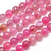 Dyed Natural Agate Faceted Round Beads Strands G-E268-02-1