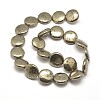 Flat Round Natural Pyrite Beads Strands G-I125-78-18x6mm-2