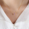 Rectangle Glass Pendant 304 Stainless Steel Cable Chain Necklaces for Women FS-WGAF7A7-02-1