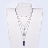 Bullet Natural Lapis Lazuli Pendant Tiered Necklaces NJEW-JN02457-03-6