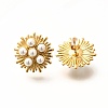 304 Stainless Steel Pearl Irregular Line Flower Stud Earrings EJEW-R012-05G-2