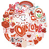 50Pcs Valentine's Day Heart PVC Adhesive Waterproof Stickers Self-Adhesive Stickers PW-WG44208-01-3