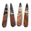 Transparent Resin & Walnut Wood Pendants RESI-N039-69C-1