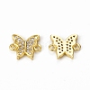 Brass Micro Pave Clear Cubic Zirconia Connector Charms KK-E068-VB366-1